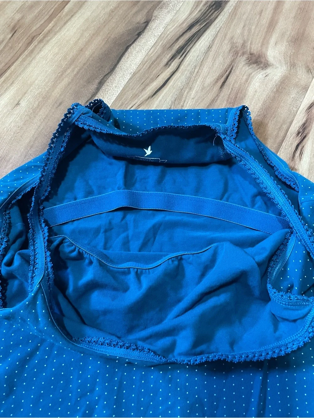 Y2K 00s Aerie Blue Pindot Pajama Set Tank Top & Boyshorts Size L/XL - Picture 5 of 10